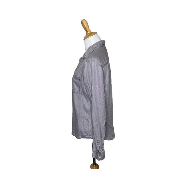 Rubbish Grey Gray Button Down Long Sleeve Shirt Size Small 100 % rayon - Picture 2 of 7